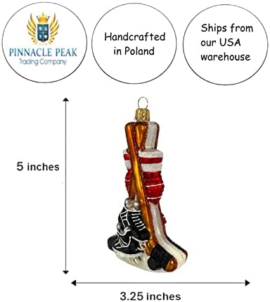 Pinnacle Peak Trading Crvena Hokejaška Sportska oprema Poljski Duvano staklo viseći ukras za jelku