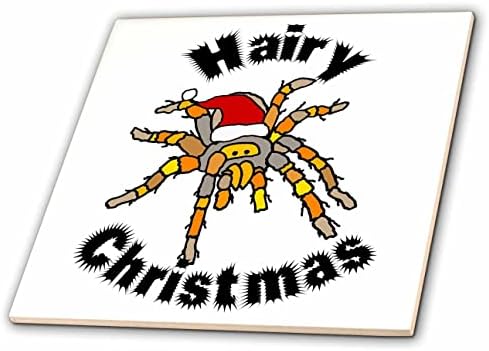 3drose slatka smiješna dlakava Božić Tarantula pauk u Santa šešir Pun-Tiles