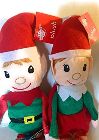SG - Ženski i muški vilenjaci Elf Pixies na policama Sitters Fair Skinned Christmas Plushbonus Buffalo Plaid Check