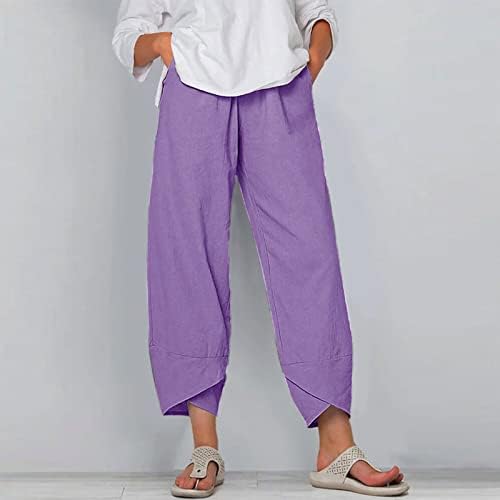 Annhoo dame linene hlače Lounge hlače labavi fit bljeskalica donje elastična struka ravnice za čizme