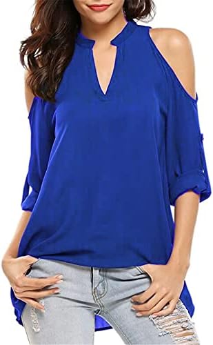 Andongnywell Ženska solidna boja od majica kratkih rukava Casual V izrez pulover vrhove dukseve