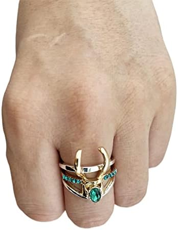 3-u-1 Loki prsten za kacigu, bezoblični ekološki prihvatljivi zlatni prstenovi od cinkove legure, 7-9