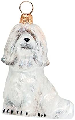 Radost svijetu pas Havanese bijeli ZKP2685 staklo Božić Ornament Poklon kutija