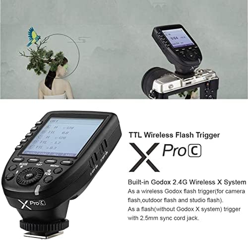 Godox Blic kamere okidač Xpro - C za Canon Bežični daljinski 2.4 GHz 1 / 8000s HSS TTL-pretvori-Ručni dizajn