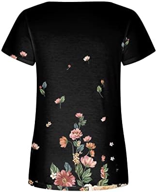 Ženske majice Trgovi vrat Torbine tunike TOPS kratki rukav gradijentni bluza Ljetna cvjetna tiskana za slobodno