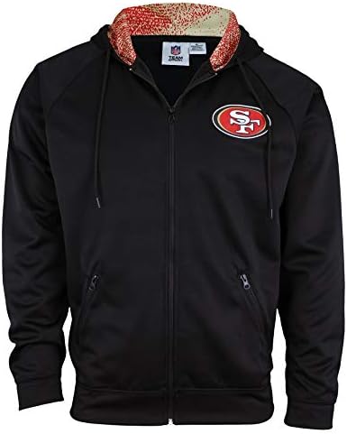 Zubaz NFL muški jaknu sa punim zipnim runom, crnim džemperom s kapuljačom