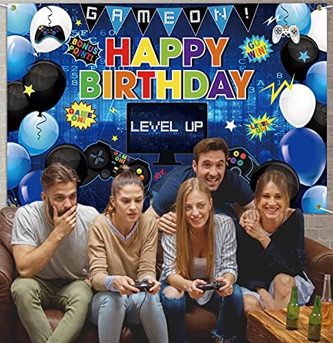 Video igra Happy Birthday Backdrop i Tabela Cover Set-Gaming Tema Party Photo rekviziti sa plastičnim