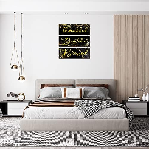 3 kom rustikanski inspirativni zidni dekor zahvalan zahvalan blagoslovljen spavaćić zbir drveni viseći znakovi