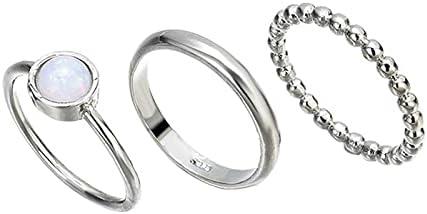 Sterling srebrni Opalni prsten za slaganje zvona 3pcs srebrne minimalističke geometrijske prstene