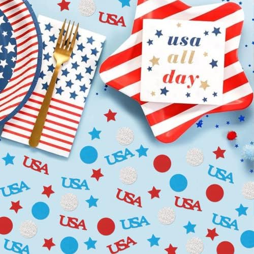 Mz.ogm 4. srpnja Confetti Star Tabela Patriotski ukrasi, dan neovisnosti Crveni bijeli plavi ukrasi za zabavu, rođendan