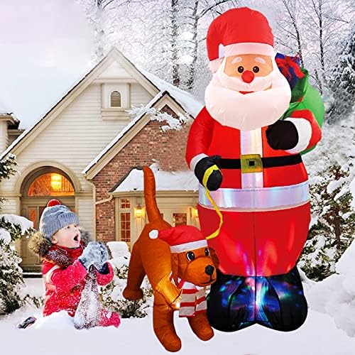 8 FT Božić napuhavanje Santa Claus na otvorenom Božić dekoracije sa napuhavanje psa, Božić Santa Giant Blow