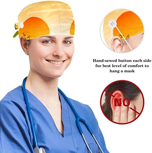 Podesive hirurške kape medicinska sestra, Radna kapa sa mašnom za kosu za žene, jesenji listovi Bouffant Scrub