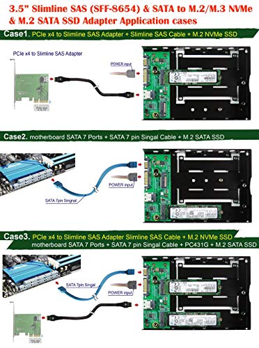 Micro SATA kablovi|3.5 inčni Slimline SAS & SATA na M. 2 / M. 3 NVMe SSD Caddy