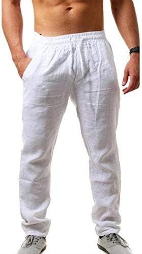 Vickyleb elastične čvrste pamučne posteljine muške hlače u boji Loose prozračne hlače casual pantalone