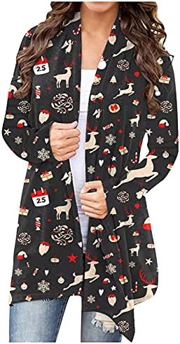 Ženska božićna kardigan odjeća s dugim rukavima Božićna peskarska jakna modna labava casual