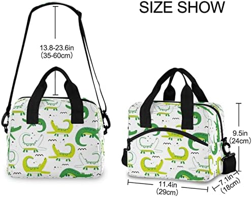 Kawaii Cartoon Crocodiles bijele torbe za ručak za dječake djevojke žene izolovana kutija