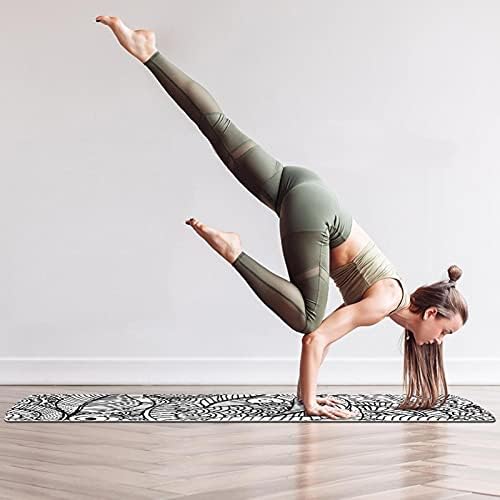 Debela neklizajuća Vježba & amp; fitnes 1/4 prostirka za jogu sa crno-bijelim printom Mandala kane za Yoga Pilates & amp; Vježba fitnesa na podu