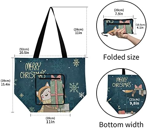 Sretan Božić 27 sklopiva torba za rame za višekratnu upotrebu torba za namirnice teška Školska