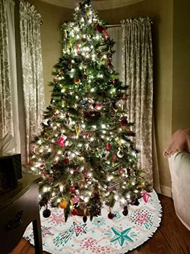 Xollar 48 inč Velika božićna suknja Mat zvjezdane nebeske zvijezde, ukrasi Xmas stablo za zimsku zabavu Nova godina sa tesselima