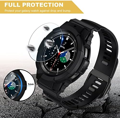 XYF kompatibilan za Galaxy Watch 4 Classic Band sa zaštitnikom za zaštitu od futrole, [1 UNI-TODY +2 zaštitnici] Sport zaštitna futrola sa opsegom za Samsung Galaxy Watch4