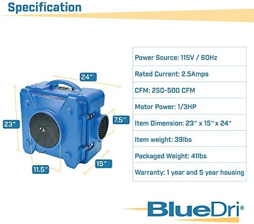 BlueDri BD-AS-550-GY negativna Mašina Airbourne Cleaner HEPA Scrubber oprema za obnavljanje oštećenja