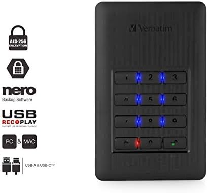 Verbatim 53401 1 TB Store ' n ' Go Secure Portable HDD sa pristupom tastaturi-Crna