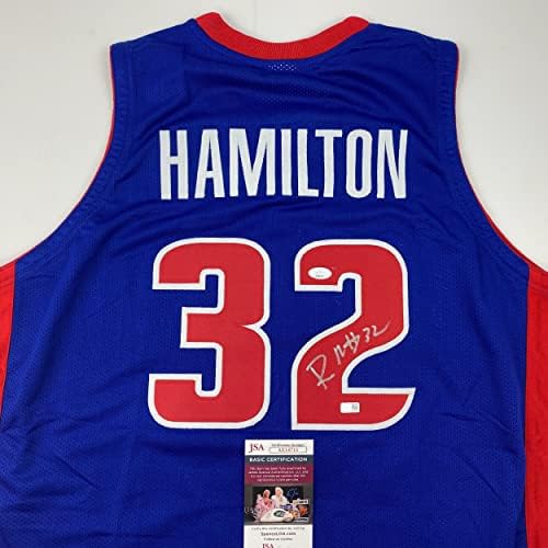 Autographing / potpisan Richard Rip Hamilton Detroit plavi košarkaški dres JSA COA