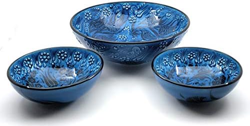Ručno rađeni turski keramički keramički keramički set od 3 zdjele za posluživanje 6 inča i 10 inča
