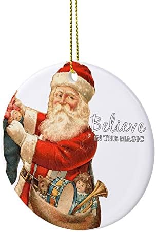 Cheyan Funny vjeruju u magiju, Santa Claus Božić keramički ukras Home dekoracije Božić privjesci Božić drvo viseći ukras, spomen zanati