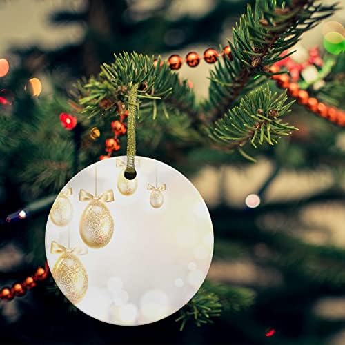 Keramički Božićni ukrasi, zlatna jaja Cricle Dots punjenje visećih ornamenata dekori za božićno drvce, Uskrs Valentine
