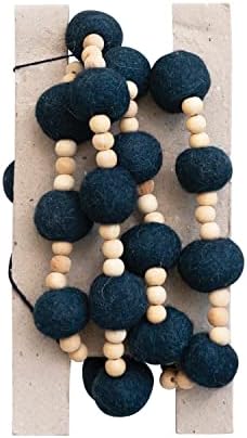 Kreativna ko-op od vune osjetila loptu sa drvenim perlama, prirodnim i plavim