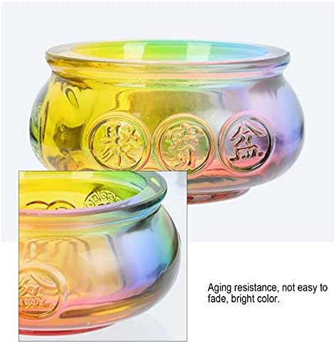 Yardwe Crystal Treasure Basin Rainbow Color Feng Shui Treasure Bowl Dekorativni posluživanje Bowl bogatstvo Prosperitet Bowl Početna Uredski stol Dekor za Sundries