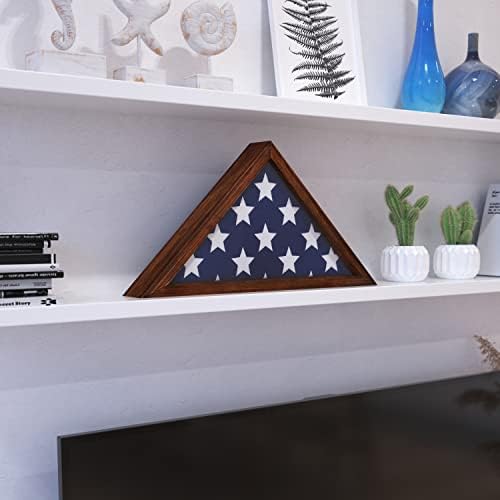 Flash namještaj Sheehan Memorijalna vitrina sa zastavom - Rustikalna smeđa vitrina vojne zastave od punog