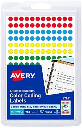 Avery razne uklonjive prozirne tačke u boji, okrugle 0,25 inča, pakovanje od 864
