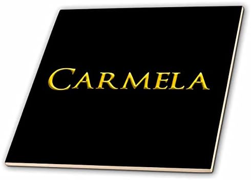 3drose Carmela popularno, uobičajeno žensko ime u SAD-u. Žuta na crnom-pločice