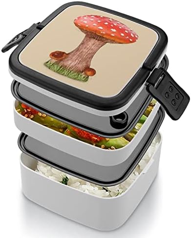Crvene gljive Dvostruki sloj Bento kutija za obrok sa ručkom prenosom za uredski rad