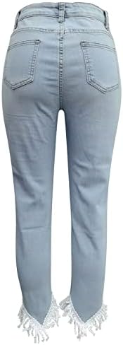 Miashui pantalone veličine 12 ženske farmerke pantalone olovka pantalone Casual Tassels farmerke džepne