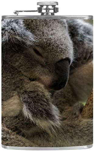 Tikvica za tečnost od nerđajućeg čelika nepropusna sa lijevkom 7.7 Oz kožna navlaka odlična ideja za poklon tikvica-Koala životinja