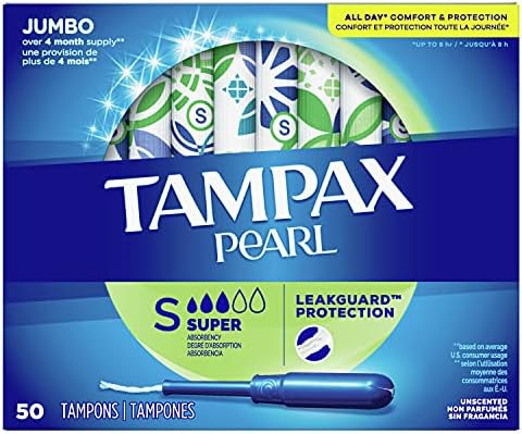 Tampax biserni tamponi super apsorpcije, sa leakguard pletenom, bez razapadom, bez razapadom, 50 brojeva