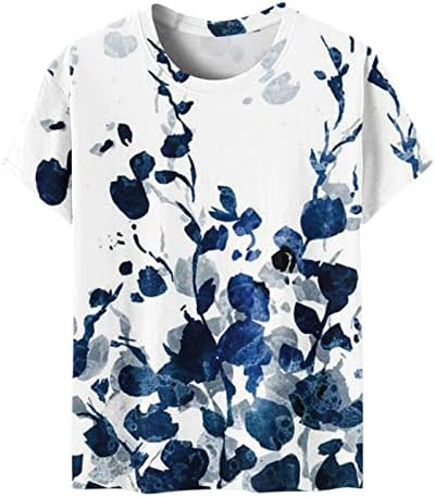 Bluza s kratkim rukavima za djevojke Ljeto jesen 2023. pamučni posadni vrat vrat grafički casual labavi