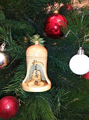 Maslinovo drvo Božićno zvono Ornament jaslica Set ručno rađenih u Vitlejemskoj Svetoj zemlji