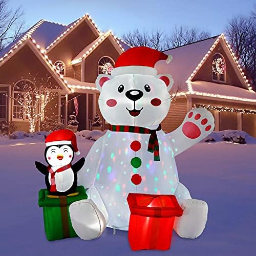 GUDELAK 6 Ft Božić Gumenjaci vanjski ukrasi, LED svjetlo Polarni medvjed i Penguin napuhavanje Božić Blow Up