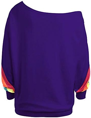 Duga rukava košulja za žene Rainbow Print Off ramena Tops Duks dame Casual labave pulover bluze majice