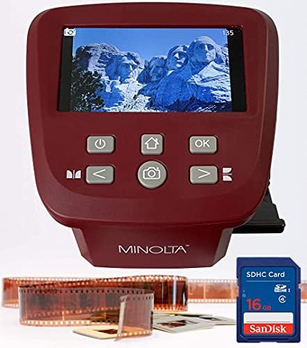 MINOLTA Film & slajd skener, veliki 5 ekran, pretvoriti boja & B&W 35mm, 126, 110 negativan & slajdovi, Super 8 filmova visoke rezolucije 22MP JPEG digitalne fotografije, 16gb SD kartica, širom svijeta AC Adapter