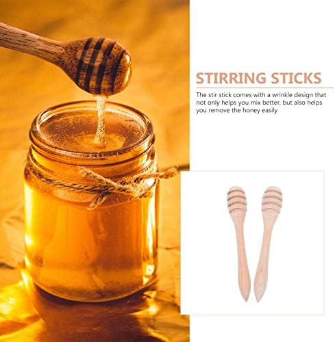 Hemoton štapići za miješanje kafe 2pcs Wood Honey Dipper Spoon Drizzle Stick stapica za miješanje