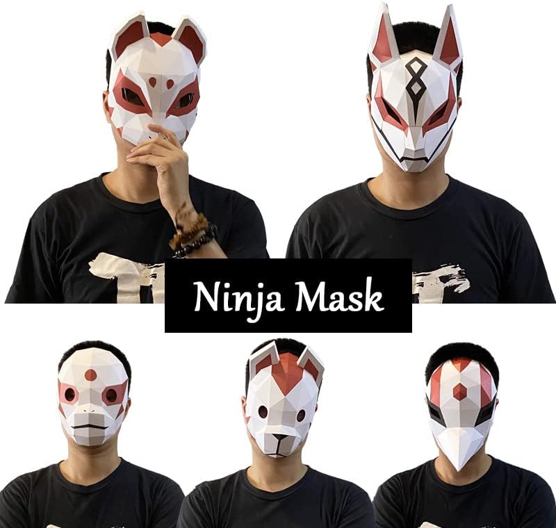 Mumuyilin japanski ninja zečji papir Maska za model Model za kostim Party Cosplay, niski Poly 3D Papercraft