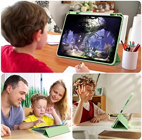 Kenke New iPad Pro 12,9 inča sa držačem olovke 2021/2020, tanki trifold stalk pametni zaštitni poklopac, meka TPU stražnja futrola sa automatskim spavanjem / buđenje za iPad Pro 12.9 5. / 4. generacija, zelena