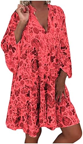 Plus Size cvjetna haljina za žene sa dugmetom duge rukave štampane haljine sa volanima Casual udobna haljina za odmor za ljeto
