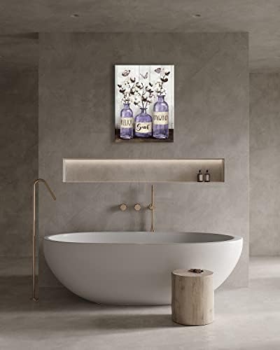 Ljubičasta kupaonica dekor zid Umjetnost rustikalni pamuk cvijeće kupatilo slike za zid seoska