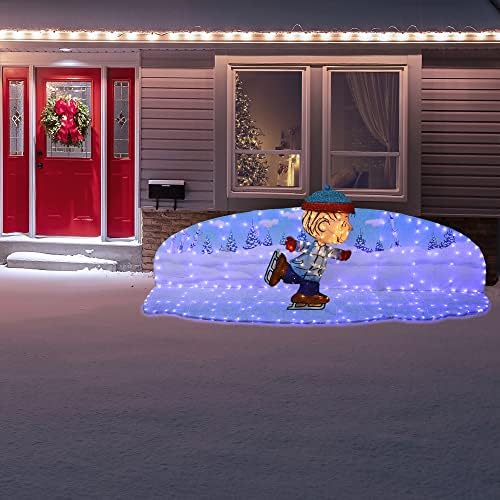 PRODUCTWORKS 32inch Peanuts 3D osvijetljeni LED odmor Božić Dvorište dekor klizanje Linus, plava